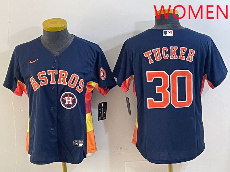 Women Houston Astros #30 Tucker Blue City Edition 2025 Nike MLB Jersey style 5